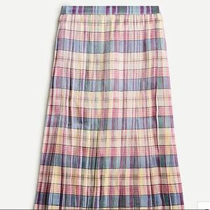 J Crew Pleated midi skirt in shimmering plaid NWOT size 10